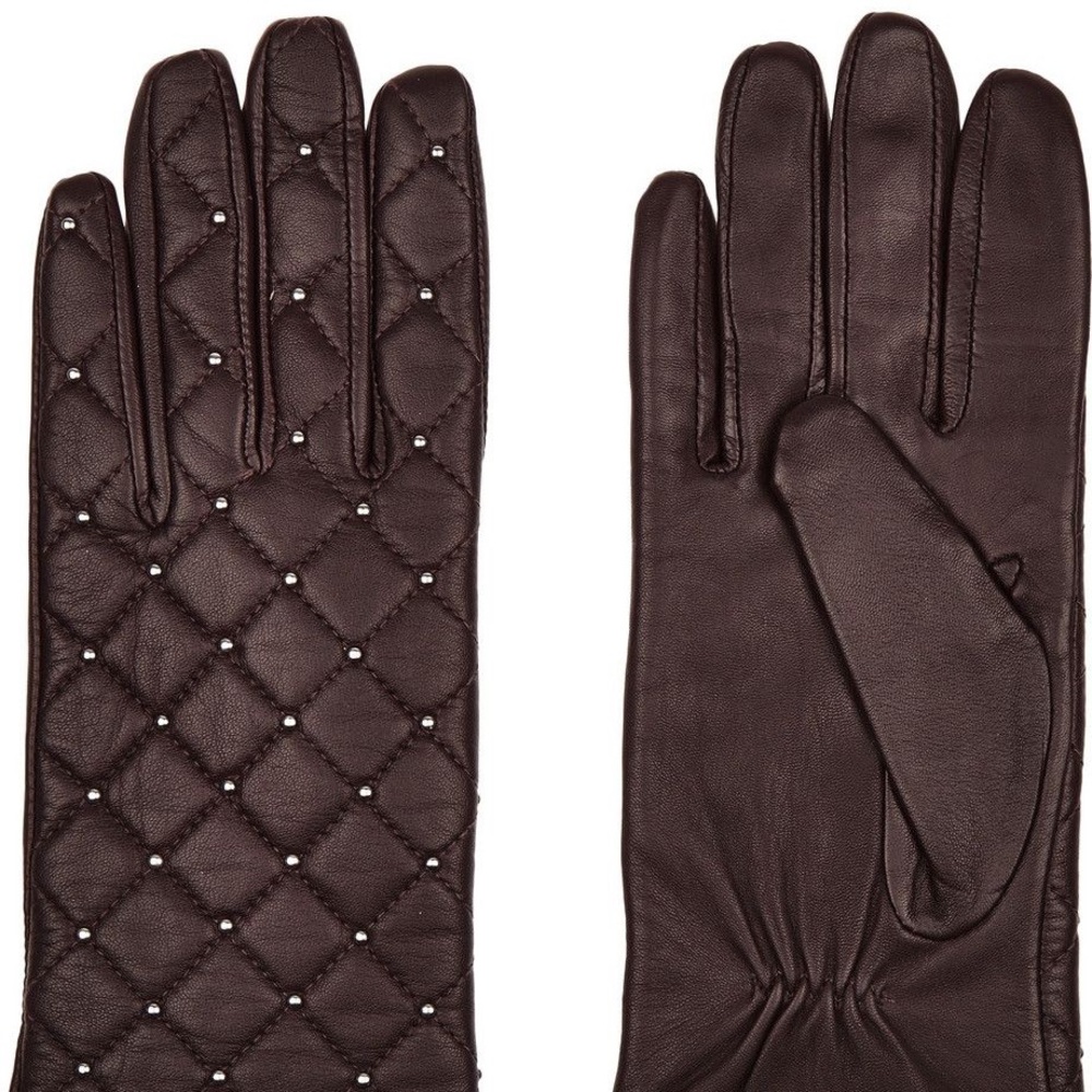 Sandro Studded Quilted Leather Gloves